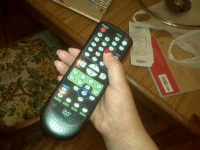 I'm standing up and holding the remote control